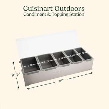 Cuisinart CPS-617A CPS-617 Condiment & Topping Station, Food Containers with Translucent Lid, 18-Piece