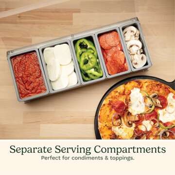 Cuisinart CPS-617A CPS-617 Condiment & Topping Station, Food Containers with Translucent Lid, 18-Piece