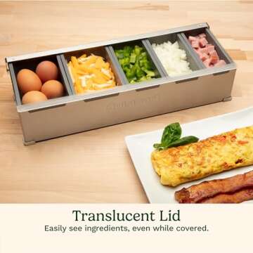 Cuisinart CPS-617A CPS-617 Condiment & Topping Station, Food Containers with Translucent Lid, 18-Piece