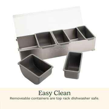 Cuisinart CPS-617A CPS-617 Condiment & Topping Station, Food Containers with Translucent Lid, 18-Piece