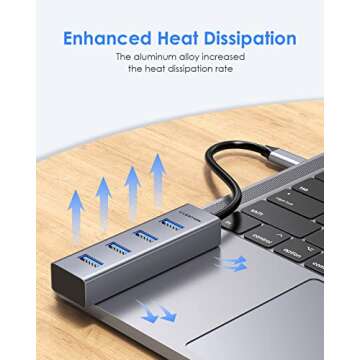 LENTION 4-in-1 USB C Hub, 4 USB 3.0 Ports, USB C to USB A Multiport Adapter for 2023-2016 MacBook Pro, Mac Air & Surface, iPad Pro, Chromebook, More, Stable Driver Certified (CB-C22s, Space Gray)