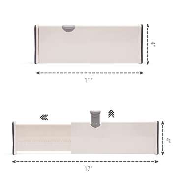 DIOMMELL 12 Pack Adjustable Dresser Drawer Dividers Organizers, Plastic Expandable Drawer Organizati...