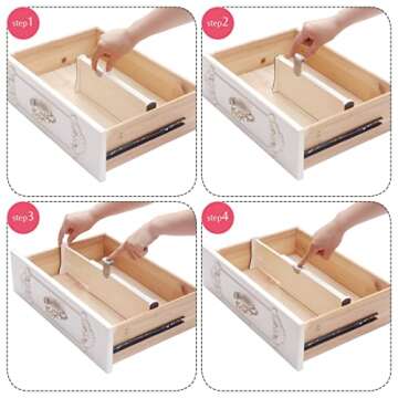 DIOMMELL 12 Pack Adjustable Dresser Drawer Dividers Organizers, Plastic Expandable Drawer Organization Separators for Kitchen, Bedroom, Closet, Bathroom and Office Drawers