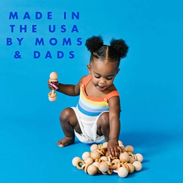 Organic Wood Baby Rattle Teether Montessori Sensory Toy USA