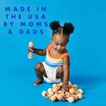 Organic Wood Baby Rattle Teether Montessori Sensory Toy USA