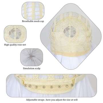 ANOGOL Wig Cap+32 In/ 80 cm Long White Wig Straight Synthetic Wig White Cosplay Wig, Straight White Wig with Bangs for Anime Cosplay, Peluca Blanca White Long Straight Wig for Halloween Costume Party