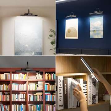 Bridika Picture Light Battery Operated, 13.8in Picture Lights for Wall, 3 Colors & Brightness Dimmable, Rechargeable Art Light for Paintings Photo Dartboard Gallery Bedroom Bathroom Black