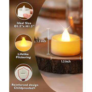 Homemory 24-Pack Flameless LED Tea Lights Candles Battery Operated, 200+Hour Fake Electric Candles TeaLights for Votive, Halloween, Ofrenda, Diya, Wedding Centerpiece Table Decor, Funeral, Christmas