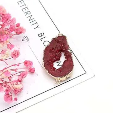 LE SKY Natural Druzy Stone Connectors Colorful Irregular Geode agate Link for Jewelry Making Necklace 5 Pcs