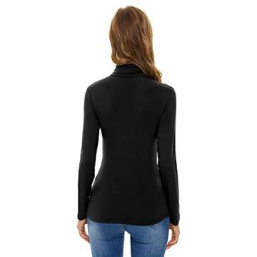 Black Turtleneck Women Shirts Long Sleeve Athletic Casual Tops for Women Medium