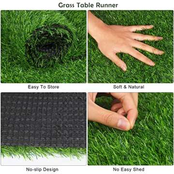 TURSTIN Artificial Grass Table Runner for Table Decor