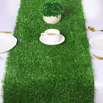TURSTIN Artificial Grass Table Runner for Table Decor