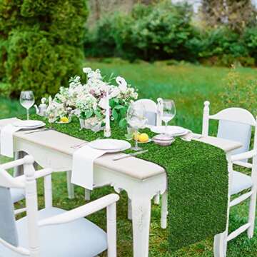 TURSTIN Artificial Grass Table Runner for Table Decor