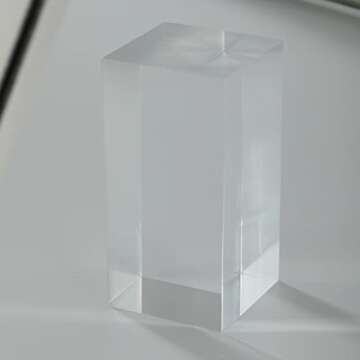 CiaoHER 2in Thickness Solid Acrylic Cube Display Block Clear Polished Pedestal Stand Riser Solid Base 2" x 2" x 4", 1 Pack