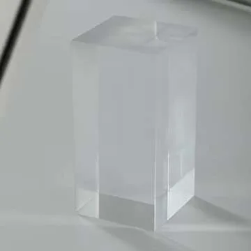 CiaoHER 2in Thickness Solid Acrylic Cube Display Block Clear Polished Pedestal Stand Riser Solid Base 2" x 2" x 4", 1 Pack