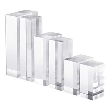 CiaoHER 2in Thickness Solid Acrylic Cube Display Block Clear Polished Pedestal Stand Riser Solid Base 2" x 2" x 4", 1 Pack