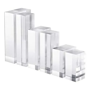 CiaoHER 2in Thickness Solid Acrylic Cube Display Block Clear Polished Pedestal Stand Riser Solid Base 2" x 2" x 4", 1 Pack