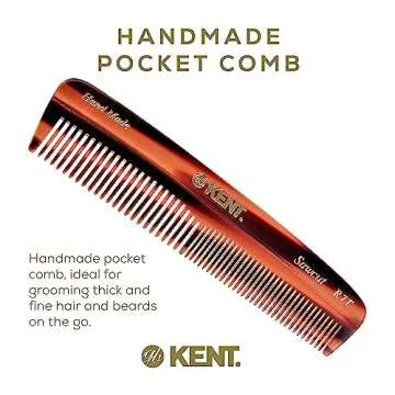Kent R7T The Apsley Fine and Wide Tooth Beard and Hair Comb - Pocket Travel Comb for Men and Women