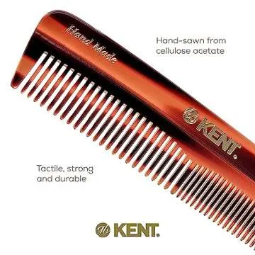 Kent R7T The Apsley Fine and Wide Tooth Beard and Hair Comb - Pocket Travel Comb for Men and Women
