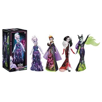 Disney Princess Villains Black and Brights Collection, Fashion Doll 4 Pack, Disney Villains Toy for ...