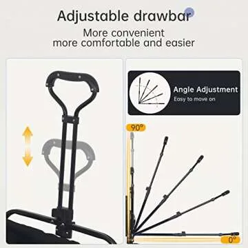 Collapsible Folding Wagon Garden Cart Beach Wagon Grocery Wagon All-Terrain Wheels Garden Grocery Wagon (Black)