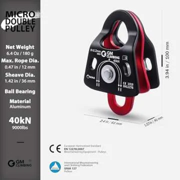 GM CLIMBING 40kN Micro Double Pulley Prusik Minding Ball Bearing UIAA CE for Progress Capture System...