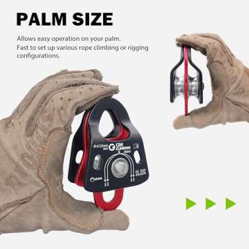 GM CLIMBING 40kN Micro Double Pulley Prusik Minding Ball Bearing UIAA CE for Progress Capture System Rigging Hauling Rescue Arborist Tree Climbing (Pack of 2)