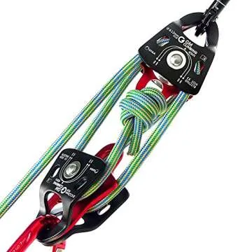 GM CLIMBING 40kN Micro Double Pulley Prusik Minding Ball Bearing UIAA CE for Progress Capture System Rigging Hauling Rescue Arborist Tree Climbing (Pack of 2)