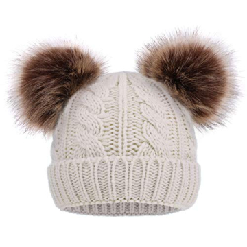 Warm & Stylish Toddler Girl Winter Pom Beanie - Soft Plush Lining