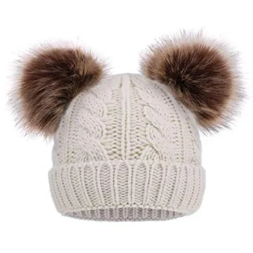 Warm & Stylish Toddler Girl Winter Pom Beanie - Soft Plush Lining