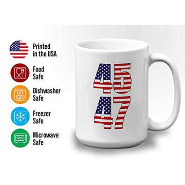 Bubble Hugs Coffee Mug - 45 47 - Presidential Election USA America Republican 47th President Campaign Political White House 15oz White