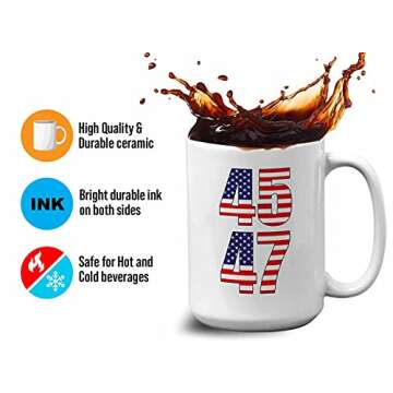 Bubble Hugs Coffee Mug - 45 47 - Presidential Election USA America Republican 47th President Campaign Political White House 15oz White