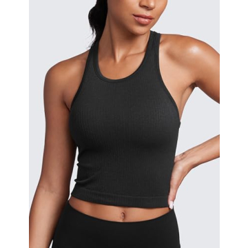 CRZ YOGA Seamless Ribbed Sports Bra Crop Tank Top