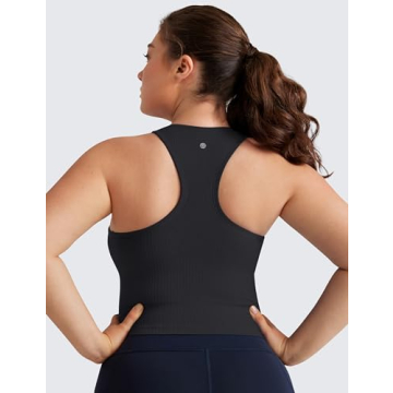 CRZ YOGA Seamless Ribbed Sports Bra Crop Tank Top