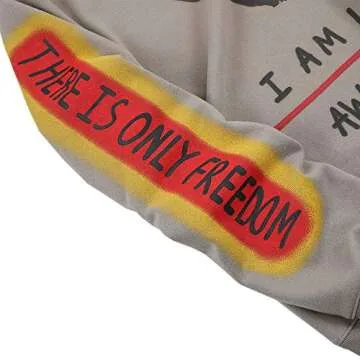 NAGRI I Am Loving Awareness Graphic Sweatshirt Men Letter Print Crewneck Hip Hop Streetwear Hoodie Grey