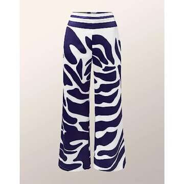 REASERAL Womens Summer Loose 2 Piece Outfits Off Shoulder Printed Long Sleeve Casual Going Out Wide Leg Pants Set