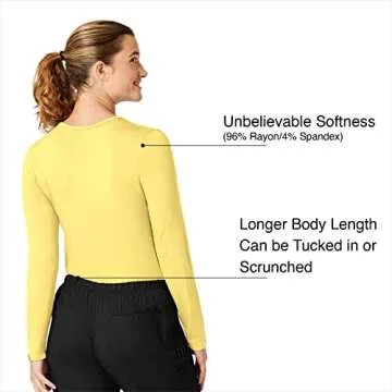 WonderWink Layers Women’s Silky Long Sleeve Tee — Yellow, Medium