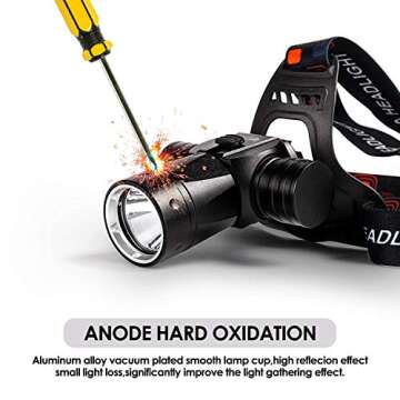 2BK Head Diving Flashlight,1000 Lumens 80m Underwater Diving Light,Super Bright XML-L2 LED,Waterproof IPX8 Diver Head Lights with Comfortable Adjustable Strap,1*Charger and 1*Battery