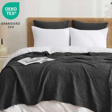 PHF Ultra Soft Waffle Weave Euro Shams Pillow Covers 26" x 26" 2 Pack, No Filling, Breathable Skin-F...