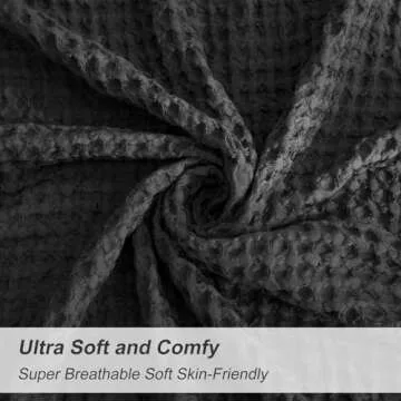 PHF Ultra Soft Waffle Weave Euro Shams Pillow Covers 26" x 26" 2 Pack, No Filling, Breathable Skin-Friendly Euro Throw Pillow Covers for Bed Couch Sofa, Black