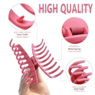 Beauty.H.C Large Hair Claw Clips for Women, Big Matte Hair Clips, Fashion Colorful Banana Hair Clips for Thick Curly Hair, Aesthetic Preppy Stuff for Teen Girls (4 Inches - 8 Pack)