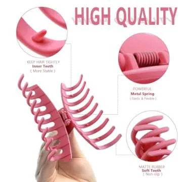 Beauty.H.C Large Hair Claw Clips for Women, Big Matte Hair Clips, Fashion Colorful Banana Hair Clips for Thick Curly Hair, Aesthetic Preppy Stuff for Teen Girls (4 Inches - 8 Pack)