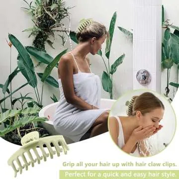 Beauty.H.C Large Hair Claw Clips for Women, Big Matte Hair Clips, Fashion Colorful Banana Hair Clips for Thick Curly Hair, Aesthetic Preppy Stuff for Teen Girls (4 Inches - 8 Pack)