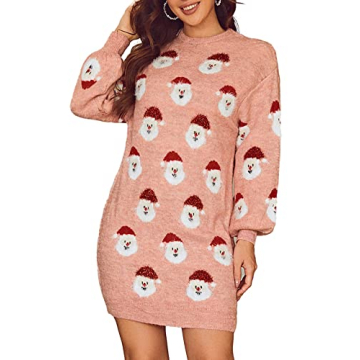 Glamaker Women Cute Ugly Christmas Oversized Sweater Dress Pullover Holiday Sweater