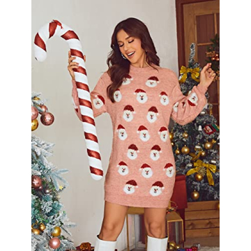 Glamaker Women Cute Ugly Christmas Oversized Sweater Dress Pullover Holiday Sweater