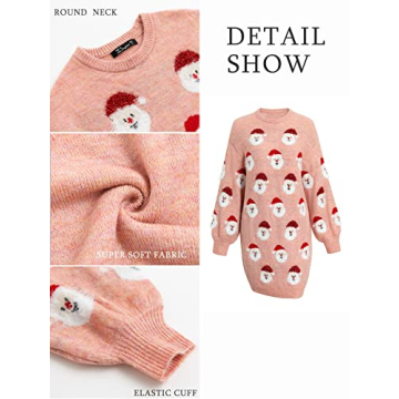 Glamaker Women Cute Ugly Christmas Oversized Sweater Dress Pullover Holiday Sweater