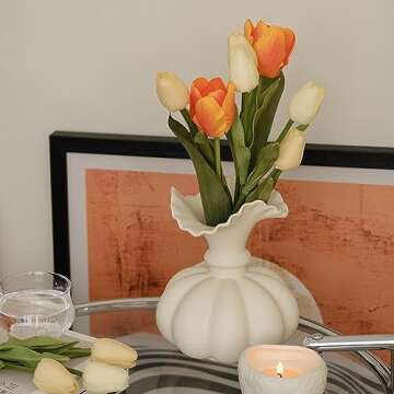 Elegant Pumpkin Ceramic Vase for Home Decor & Weddings