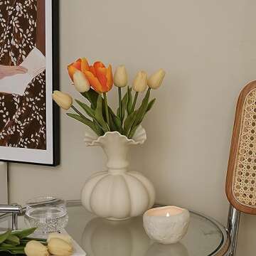 Elegant Pumpkin Ceramic Vase for Home Decor & Weddings