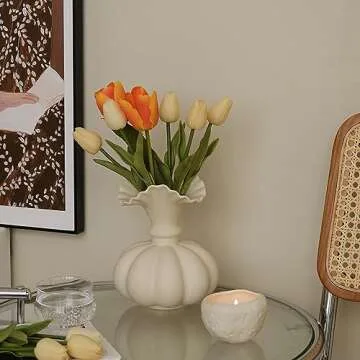 Elegant Pumpkin Ceramic Vase for Home Decor & Weddings