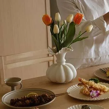 Elegant Pumpkin Ceramic Vase for Home Decor & Weddings